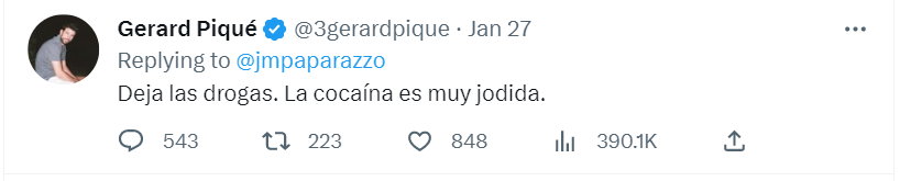 Odpowiedź Gerarda Pique na post Jordiego Martina