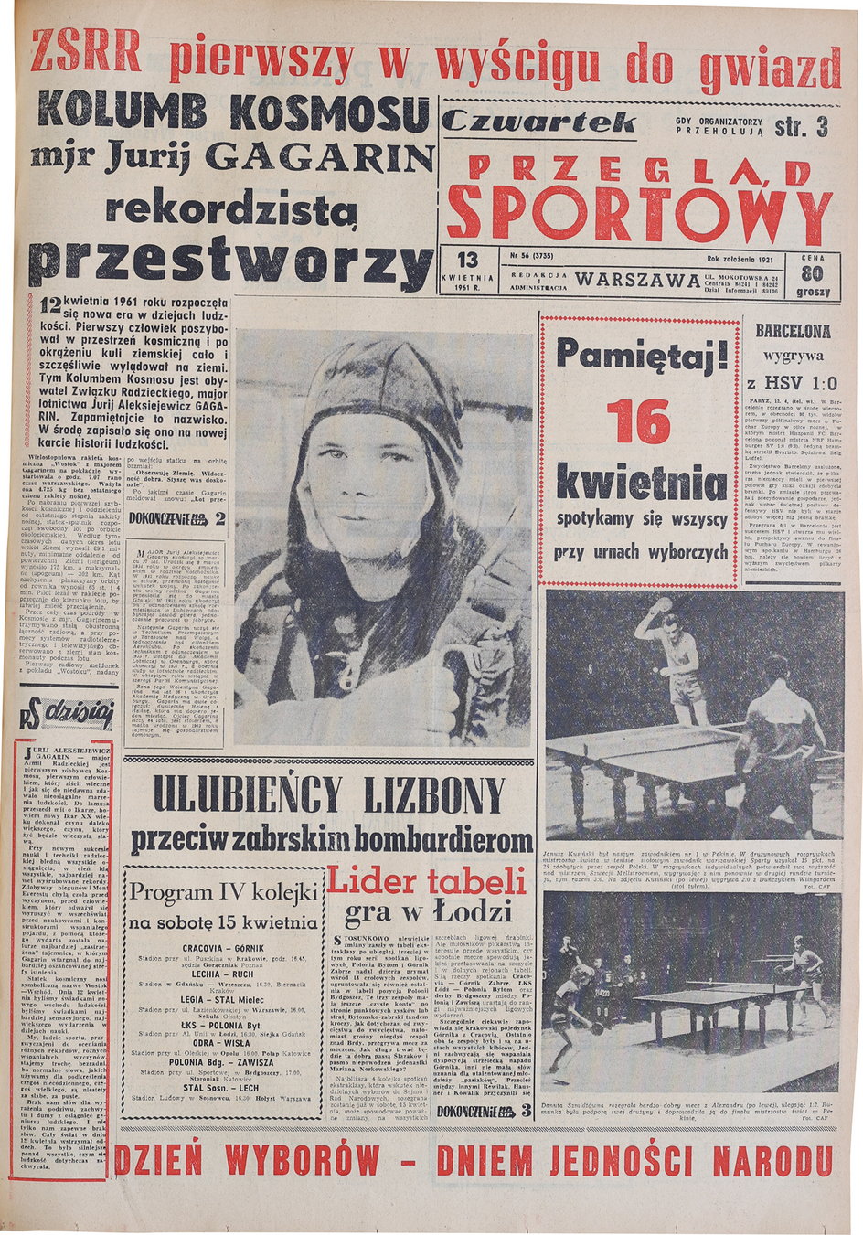 "ZSRR pierwszy w wyścigu do gwiazd" – donosił na okładce "PS" 13 kwietnia 1961 r.