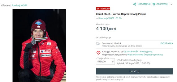 Kurtka reprezentacji Polski od Kamila Stocha