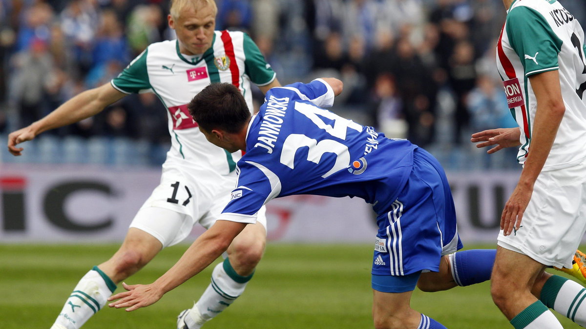 Maciej Jankowski z Ruchu Chorzów i Mariusz Pawelec ze Śląska Wrocław