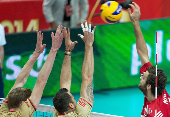 SIATKÓWKA FIVB MISTRZOSTWA ŚWIATA 2014 POLSKA NIEMCY (Gyorgy Grozer Max Guenthor Mateusz Mika)