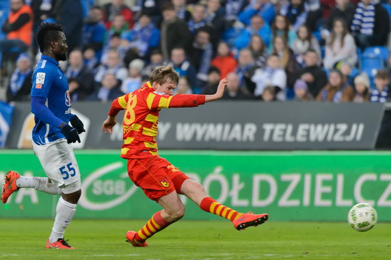 PIŁKA NOŻNA EKSTRAKLASA LECH POZNAŃ - JAGIELLONIA (Abdul Aziz Tetteh i Karol Świderski)