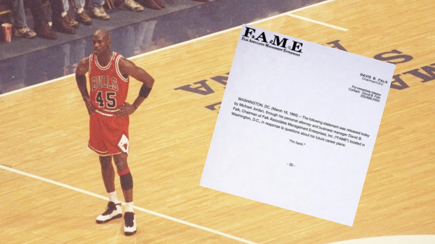 Michael Jordan z numerem 45 i słynny faks