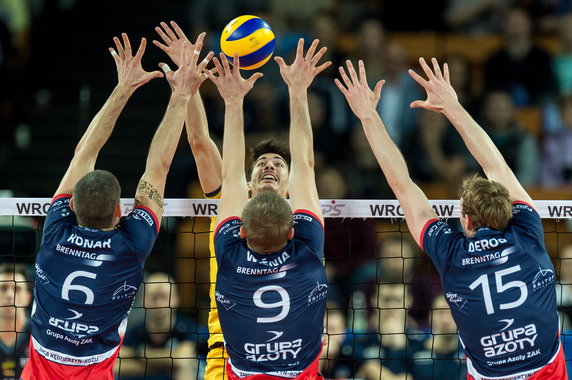 SIATKÓWKA PUCHAR POLSKI FINAŁ ZAKSA - SKRA (Dawid Konarski, Łukasz Wiśniewski, Sam Deroo, Nicolas Uriarte)