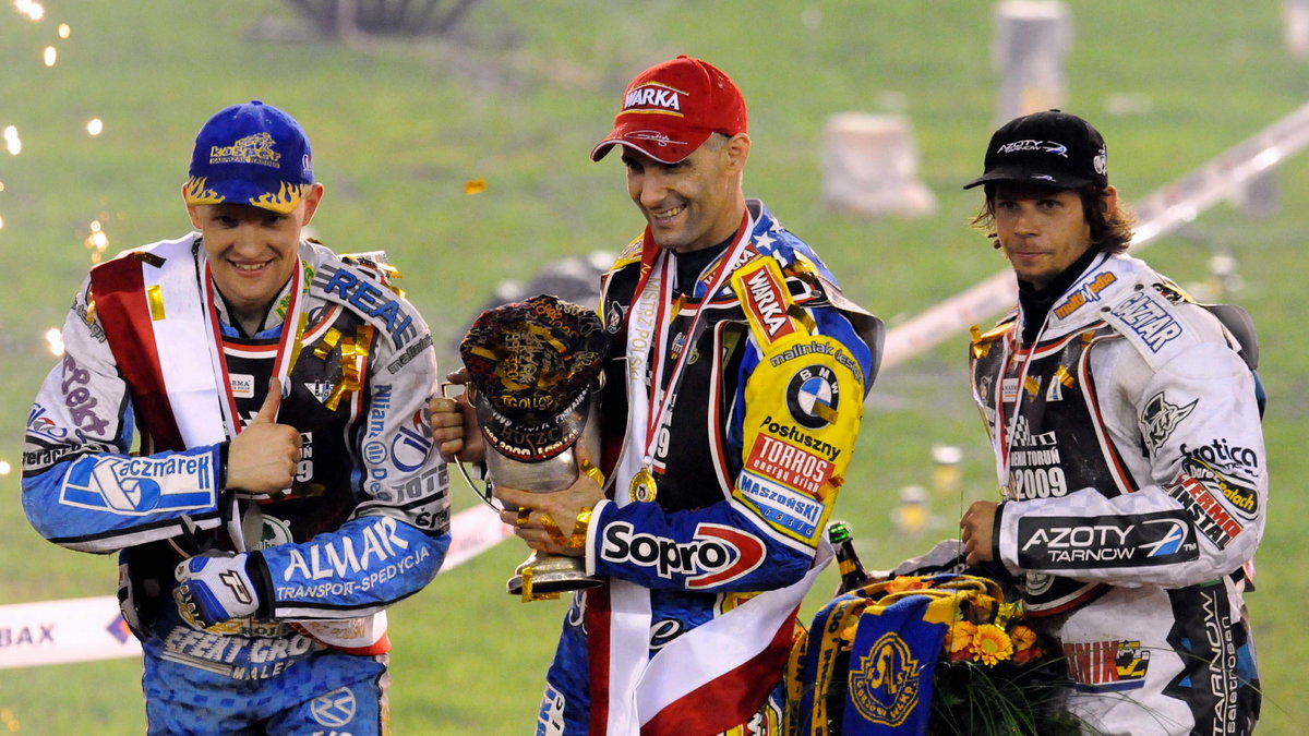 Tomasz Gollob (C), Krzysztof Kasprzak (L) i Janusz Kołodziej (P)