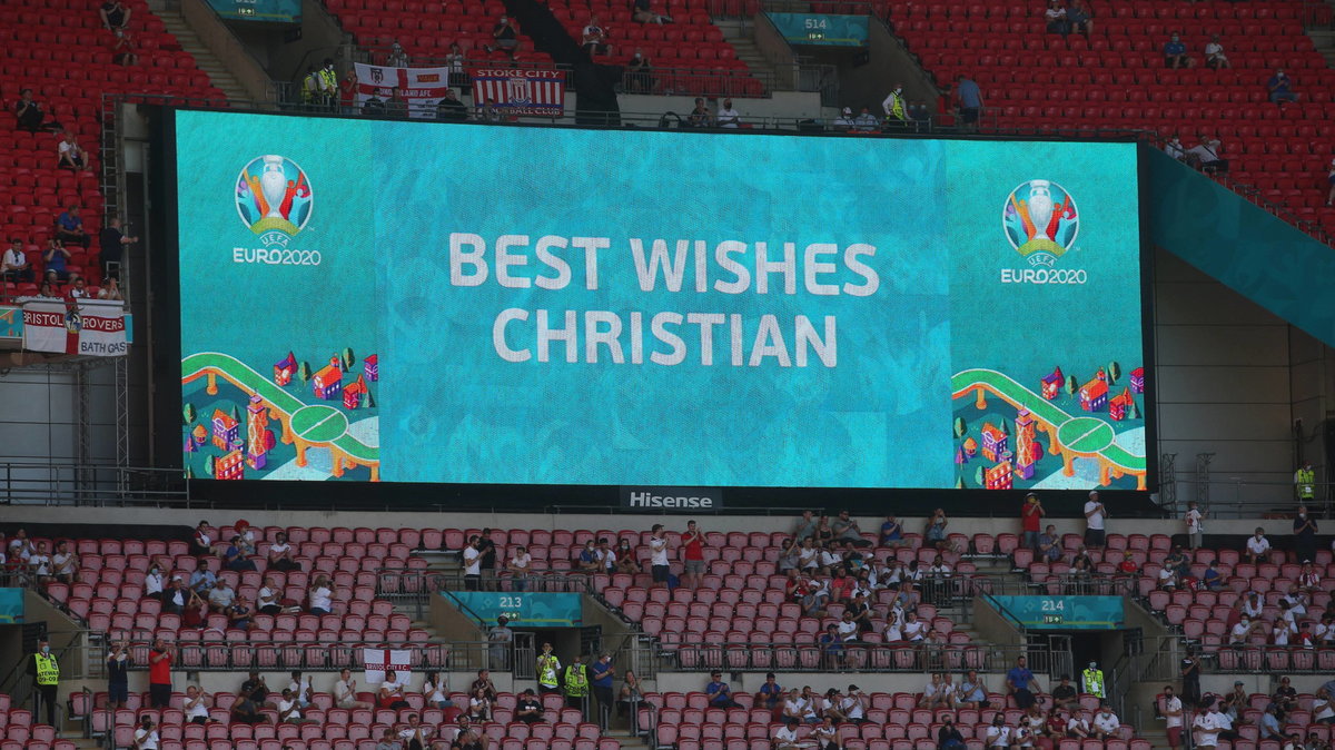 Życzenia dla Christiana Eriksena na stadionie Wembley