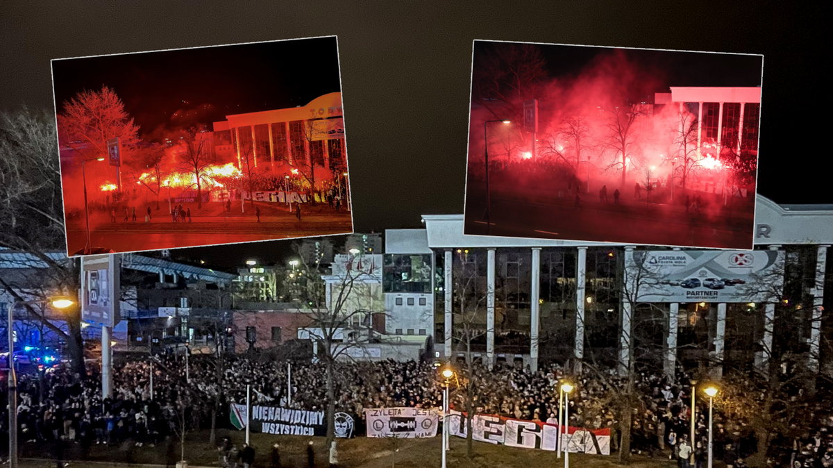 Kibice pod stadionem Legii Warszawa