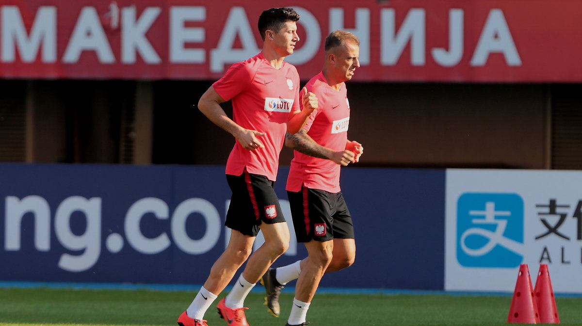 Robert Lewandowski i Kamil Grosicki trenują w Skopje