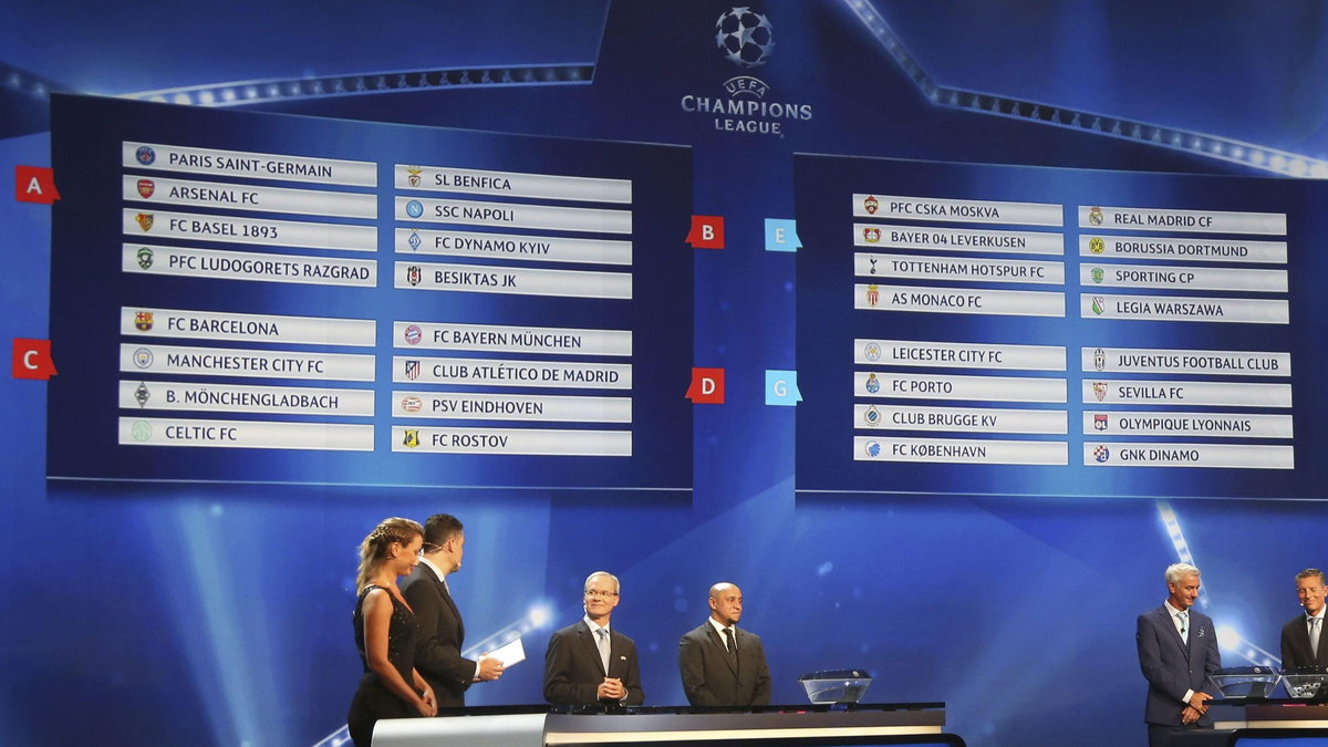 A general view shows the draw for the 2016/2017 UEFA Champions League Cup soccer competition at Monaco's Grimaldi Forum in Monte Carlo in Monaco