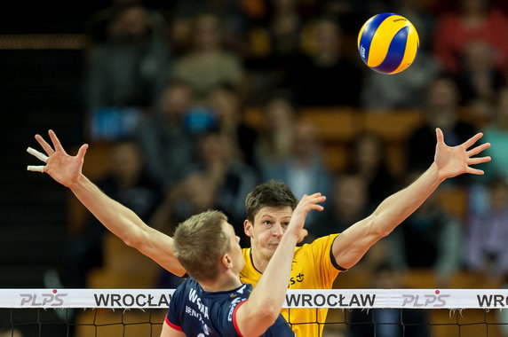 SIATKÓWKA PUCHAR POLSKI FINAŁ ZAKSA - SKRA (Srecko Lisinac i Łukasz Wiśniewski)