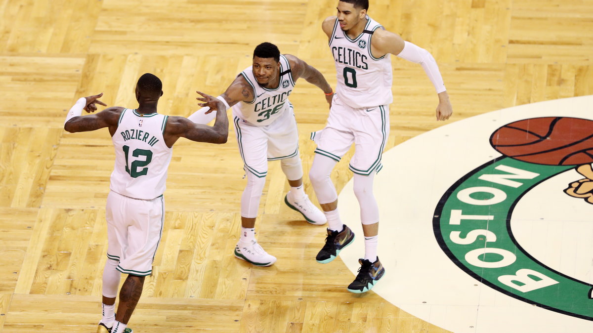 Radość koszykarzy Boston Celtics