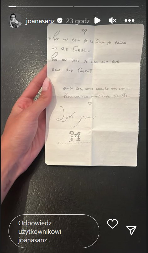 Joana Sanz pokazała list od Daniego Alvesa