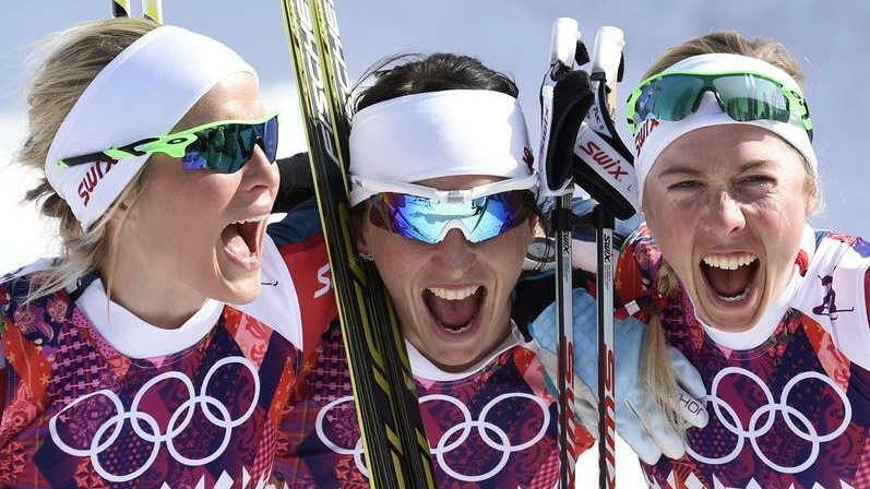 Therese Johaug, Marit Bjoergen i Kristin Stoermer Steira 