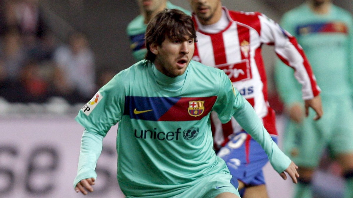 Lionel Messi w meczu Sporting Gijon - FC Barcelona