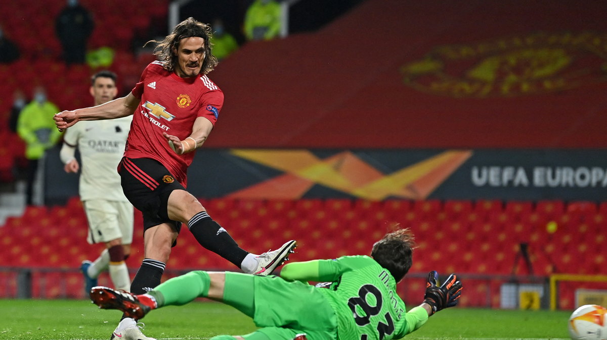 Edinson Cavani podczas meczu Manchesteru United z AS Roma w półfinale Ligi Europy