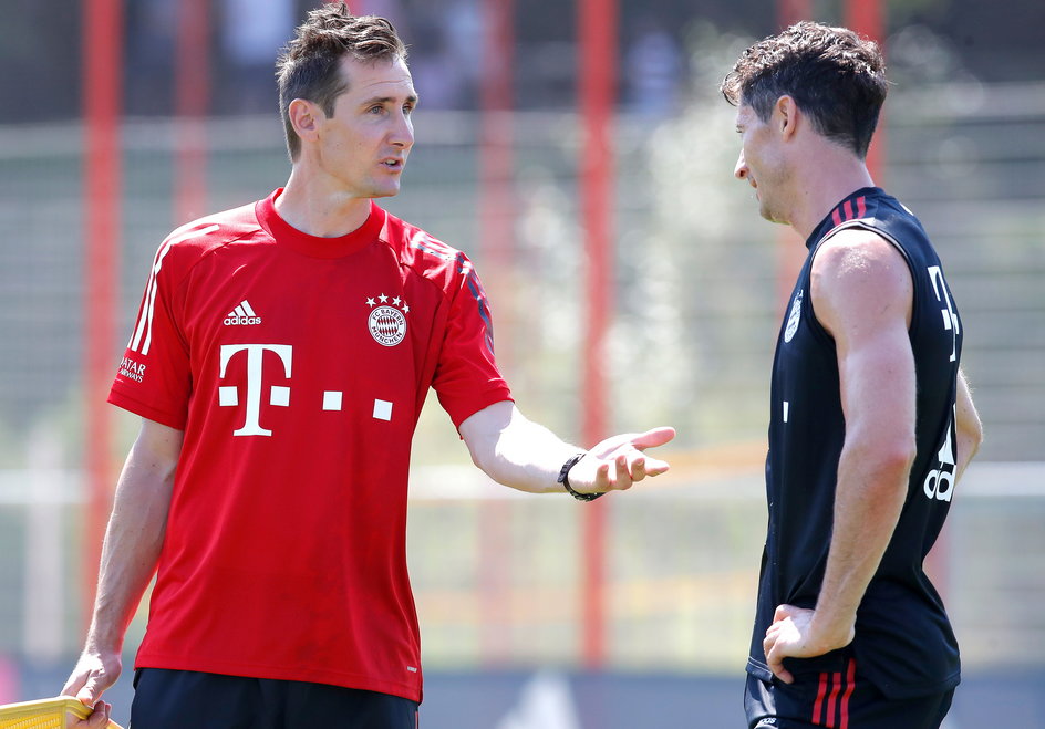 Miroslav Klose i Robert Lewandowski na treningu Bayernu