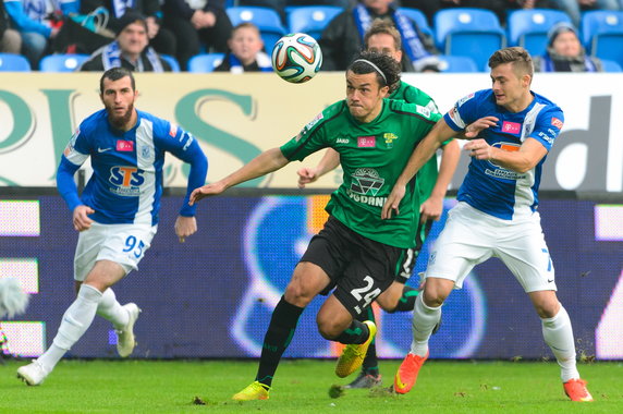 PIŁKA NOŻNA EKSTRAKLASA LECH POZNAŃ GÓRNIK ŁĘCZNA (Zaur Sadajew Tomislav Bożić Karol Linetty )