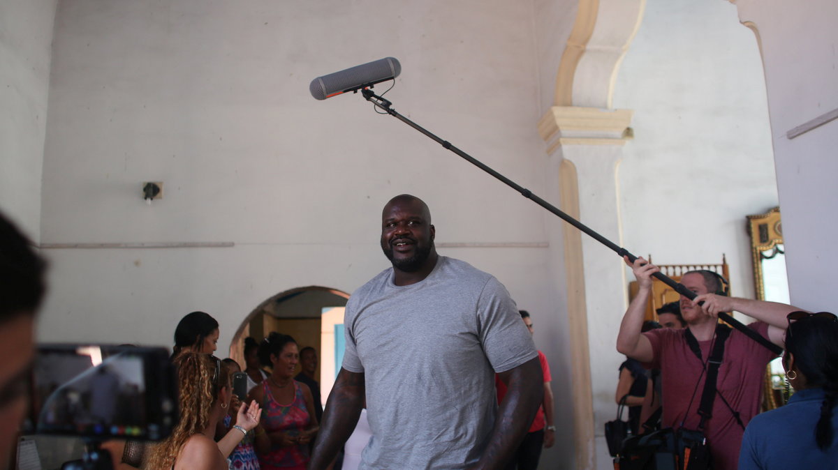 Former NBA basketball star Shaquille O'Neal, visits the Municipal Museum of Guanabacoa in Havana, Cuba