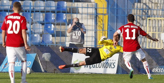 PIŁKA NOŻNA LIGA POLSKA RUCH CHORZÓW WISŁA KRAKÓW ( Michał Buchalik Paweł Brożek )