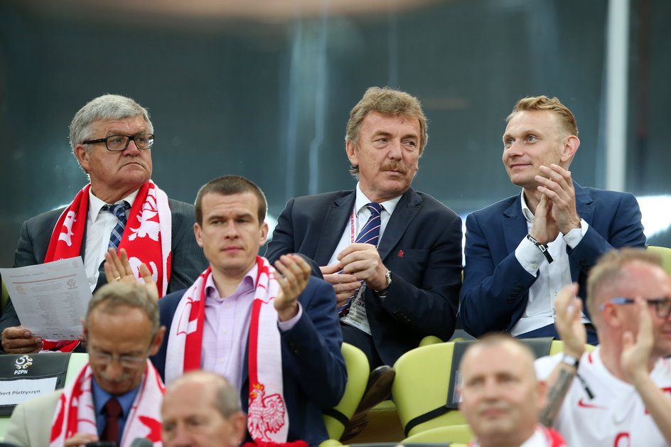 Zbigniew Boniek. Włodzimierz Lubański i Sebastian Mila na meczu reprezentacji Polski