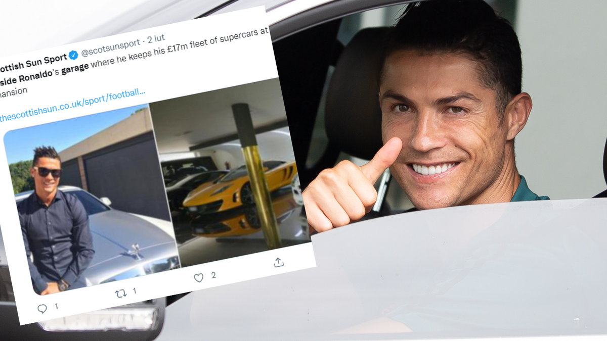 Cristiano Ronaldo posiada imponującą kolekcję sportowych samochodów (twitter.com/scotsunsport)