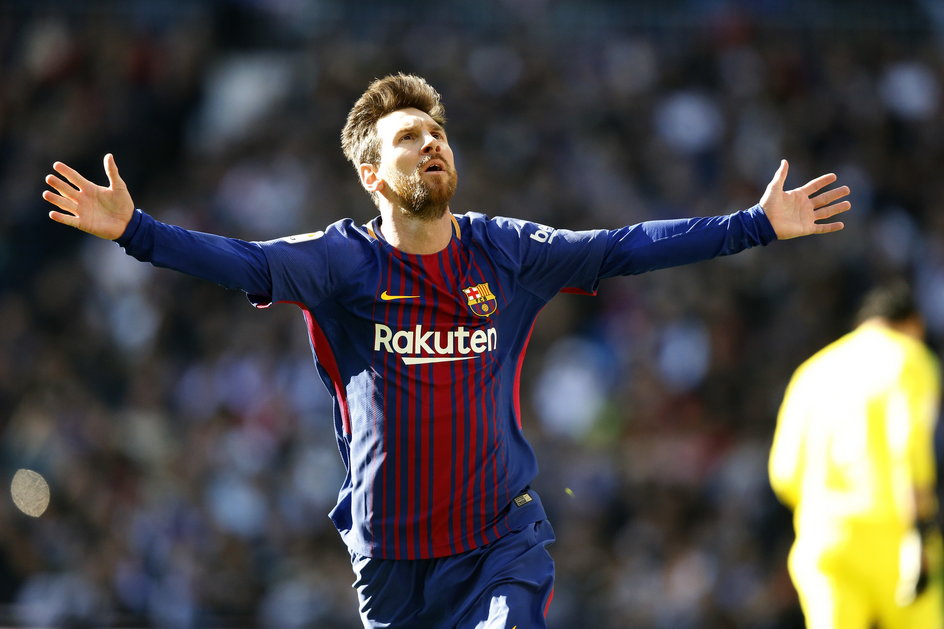 Leo Messi po golu w meczu z Realem Madryt (2017)