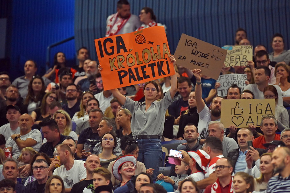 Polscy kibice podczas meczu Igi Świątek w Ostrawie