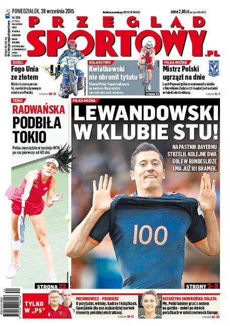 Okładka "Przeglądu Sportowego" poniedziałek, 28 września