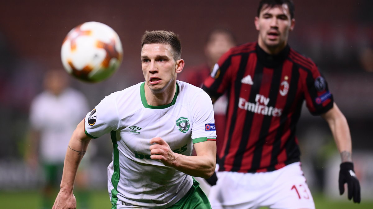 Jakub Świerczok (Łudogorec Razgrad) i Alessio Romagnoli (AC Milan)