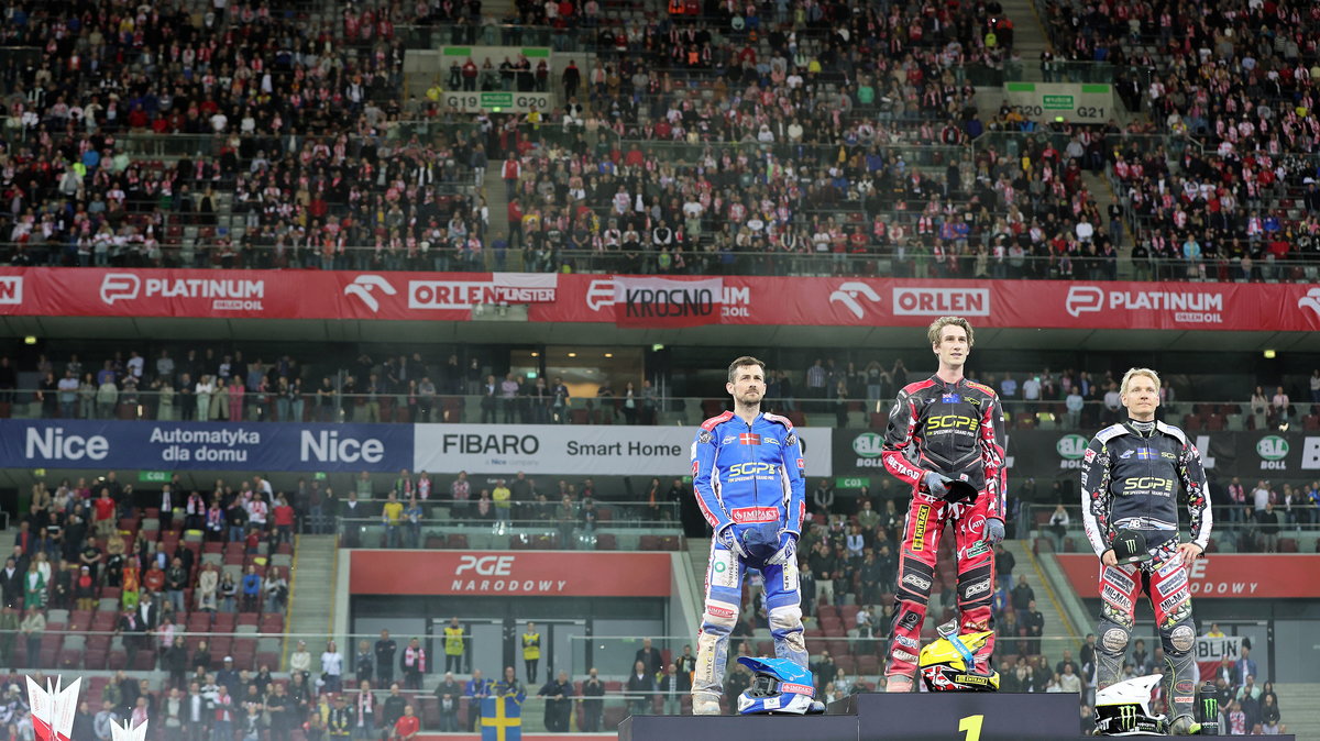 Ubiegłoroczne podium Grand Prix w Warszawie. Od lewej: Leon Madsen, Max Fricke i Fredrik Lindgren