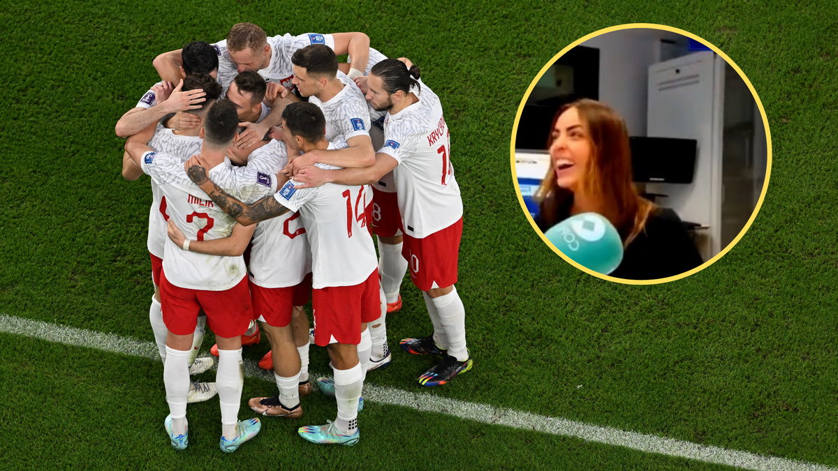 Hiszpańska dziennikarka nie mogła powstrzymać wielkiej radości po wygranej reprezentacji Polski w meczu z Arabią Saudyjską (screen: Andrea_Pelaez_/Twitter)