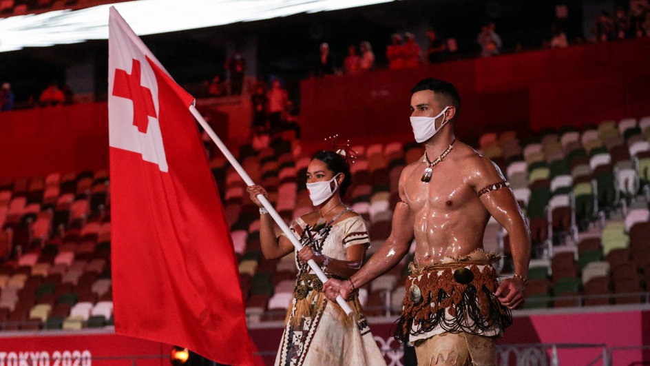 Pita Taufatofua na ceremonii otwarcia igrzysk olimpijskich w Tokio