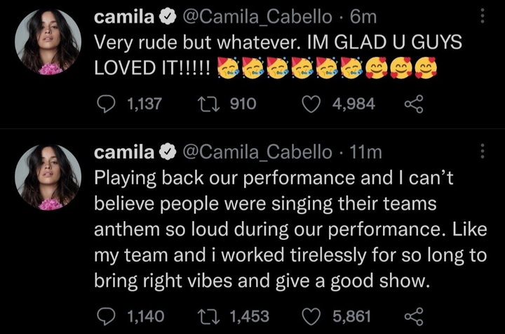 Camila Cabello zwróciła się do kibiców Realu Madryt i Liverpoolu.