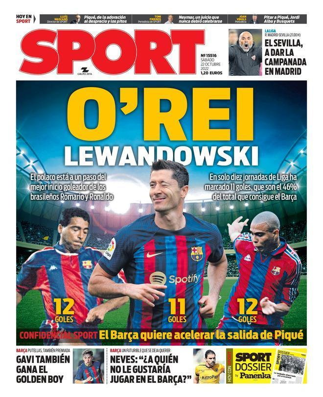 Robert Lewandowski na okładce hiszpańskiej gazety "Sport"