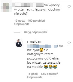 Odpowiedź Radosława Majdana na komentarz internautki