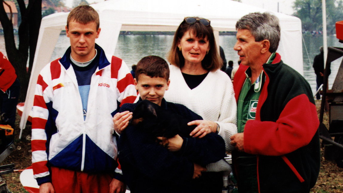 Rodzina Marszałków w latach 90. Od lewej: Bernard, Bartłomiej, Krystyna i Waldemar