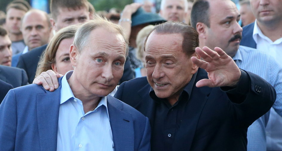 Silvio Berlusconi i Władimir Putin podczas wizyty w Jałcie w 2015 r.