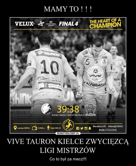 W finale Ligi Mistrzów piłkarzy ręcznych Vive Tauron Kielce pokonał MKB Veszprem - memy po meczu