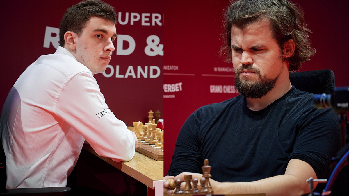 Jan-Krzysztof Duda i Magnus Carlsen (po prawej)