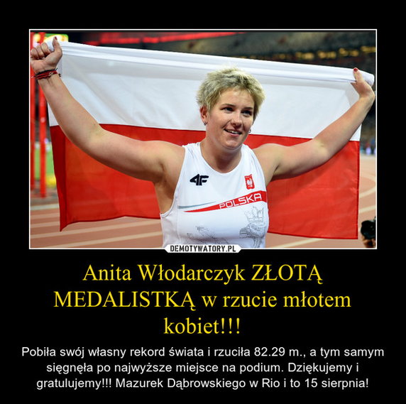 Rio 2016: Anita Włodarczyk zdobyła olimpijskie złoto