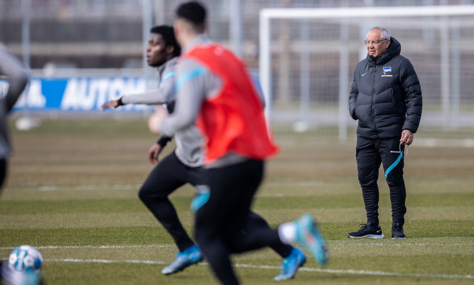 Felix Magath w czasie treningu Herthy Berlin