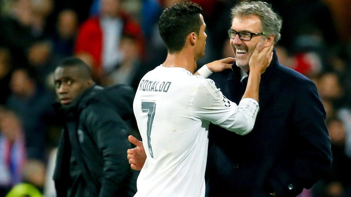 Cristiano Ronaldo i trener Paris Saint-Germain Laurent Blanc