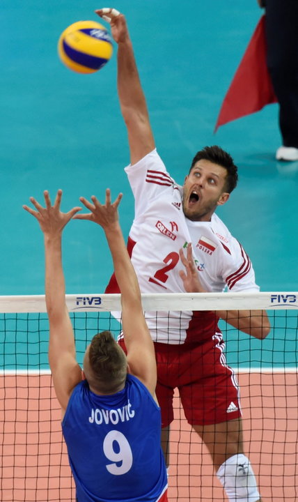 SIATKÓWKA FIVB MISTRZOSTWA ŚWIATA 2014 POLSKA SERBIA (Michał Winiarski Nikola Jovovic)