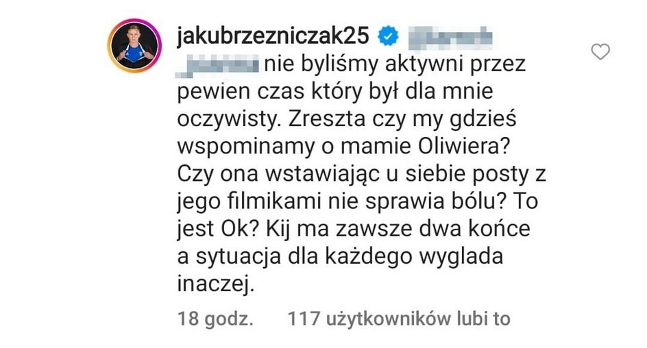 Jakub Rzeźniczak broni swojej partnerki