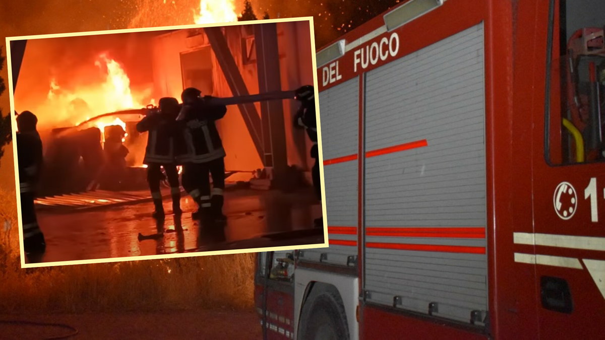 Strażacy gasili całą noc pożar na stadionie Taranto (screen: Antenna Sud - canale 14/YouTube)
