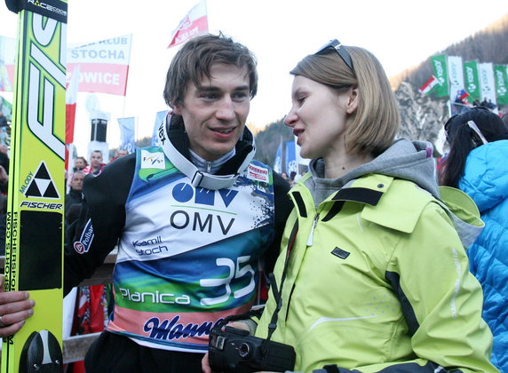 Kamil Stoch z żoną Ewą w 2012 roku