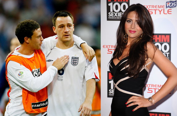 Wayne Bridge (z lewej), John Terry i Vanessa Peroncel