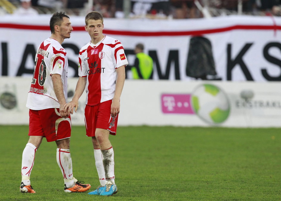 Marek Saganowski (L) i Przemysław Kita (P) - obecny piłkarz Widzewa