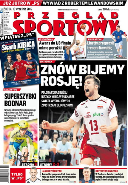 okładka "Przeglądu Sportowego" - 10 sierpnia 2015