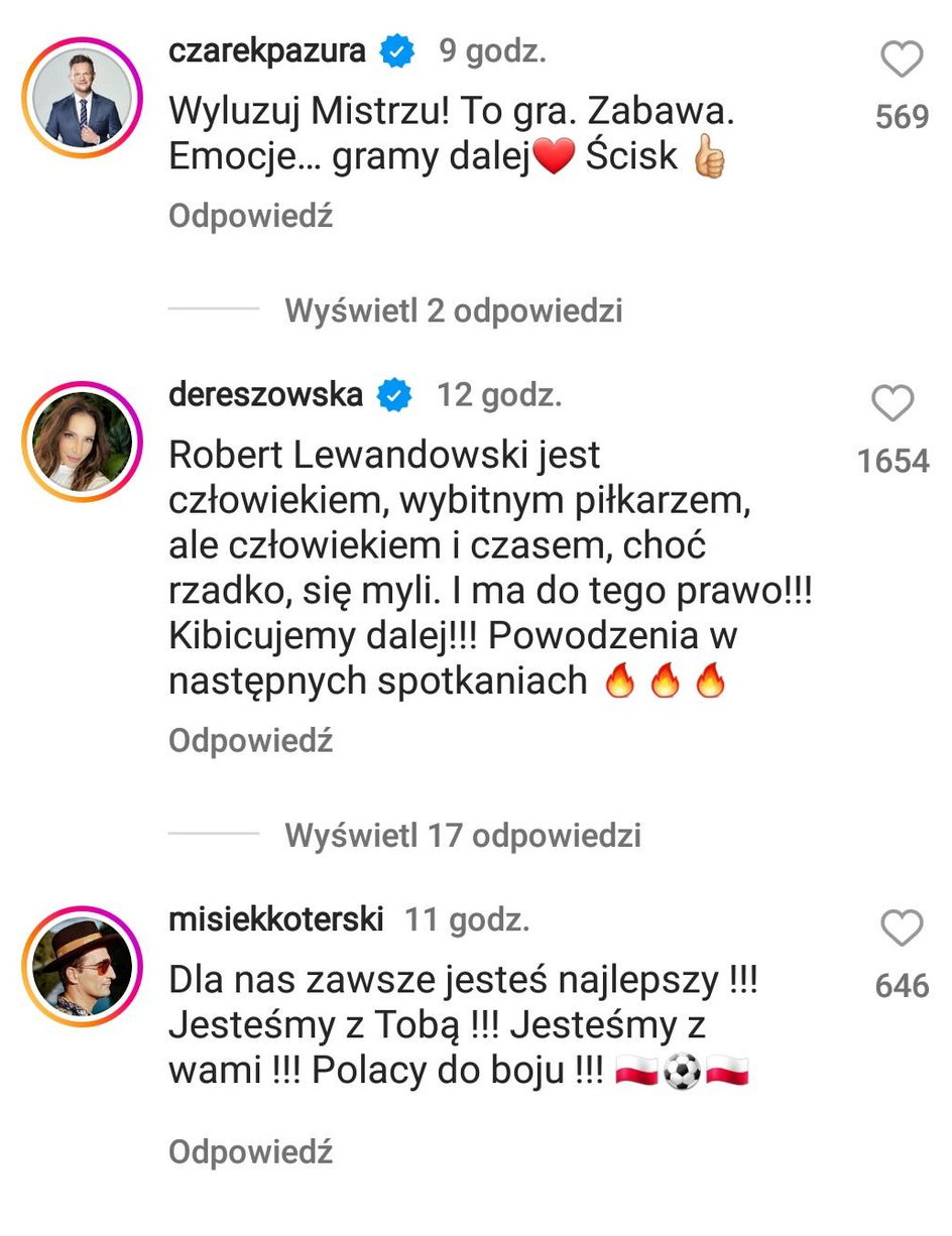 Komentarze pod wpisem Roberta Lewandowskiego